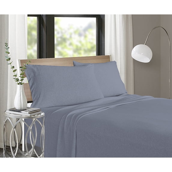 Soft Tees Luxury Cotton Modal Jersey Knit Sheet Set, Periwinkle, Twin