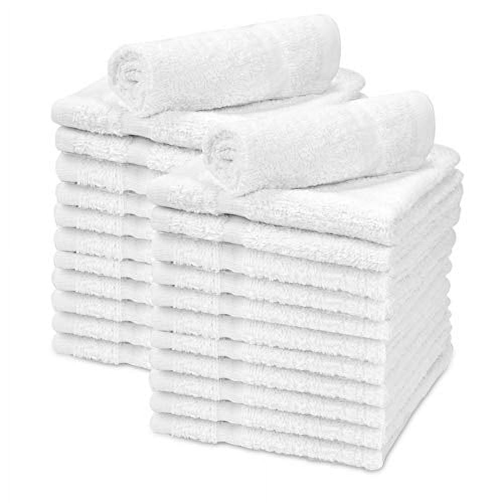 Wealuxe Cotton Washcloths - Soft Absorbent Bathroom Face Towels - 12x12 inch - White - 24 Pack