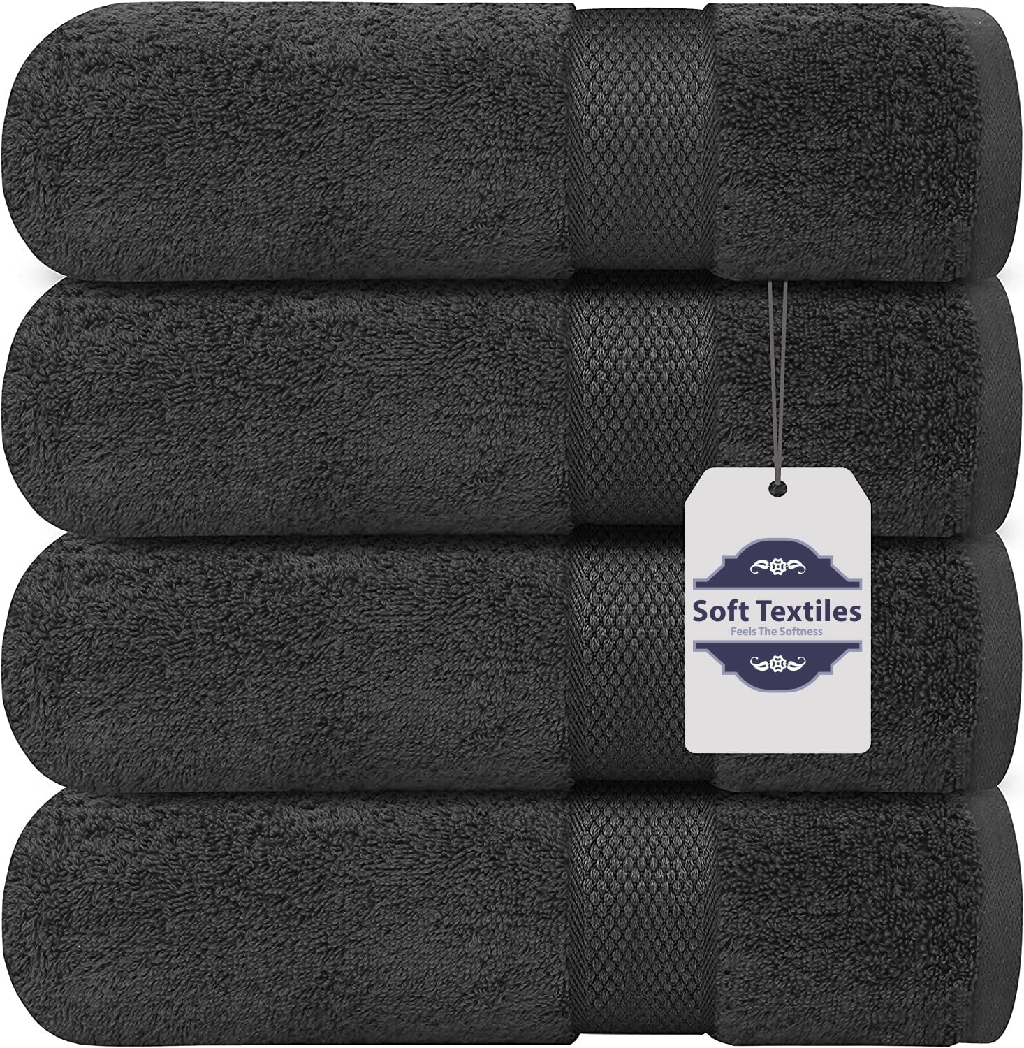 Soft Textiles Bath Towels 4 Piece Set Gray Soft Fluffy, Absorbent and Quick Dry Perfect for Daily Use