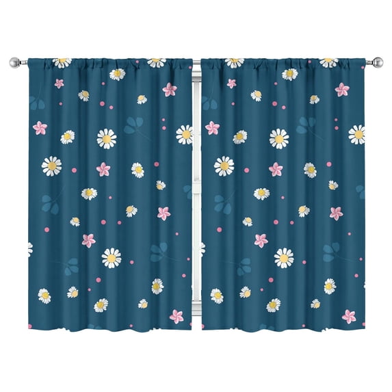 Soft Texture Floral Curtains for Bedroom, Rod Pocket 52x84 Inch Drapes, 2 Panels, Light Filtering and Easy to Hang
