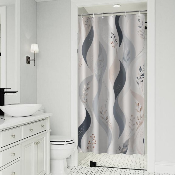 Soft Textured Fabric Shower Curtain Set 36x72 Waterproof Polyester Polished Bathroom Ornament Daily Use New House Decor Gift