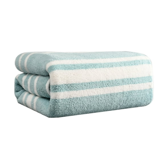Soft Thick Absorbent Fleece Bath Towel for Shower Gym Pool and Beach Large 13.3 x 30 Inch Blue Striped Towel in Blue