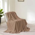 thumbnail image 1 of Soft & Thick Double Layer Raschel Blanket | 70x100 Inch Winter Throw for Bed & Sofa | Cozy Striped Fleece Blanket in Multiple Colors | Lightweight & Warm Home Decor, 1 of 6