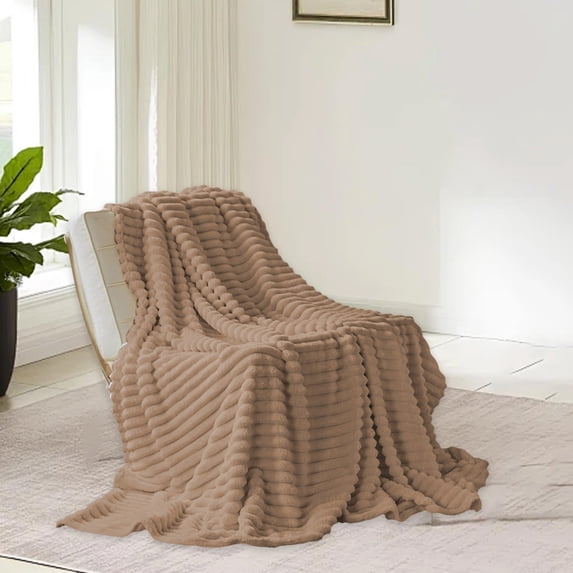Soft Thick Double Layer Raschel Blanket, Warm Winter Throw for Bed and Sofa, Cozy Knit Bedspread for Ultimate Comfort, Charming Patterned Afghan for Living Room Decor