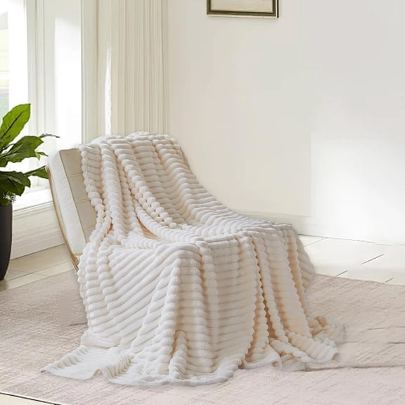 Soft Thick Double Layer Raschel Knit Fleece Blanket for Bed Couch Sofa Warm Cozy Plush Throw Blanket for Adults Winter Home Decor Extra Large Oversized