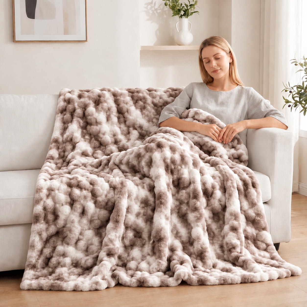 Soft Thick Plush Bedspread, Ribbed Faux Fur Home Bedding Cover, Easy ...