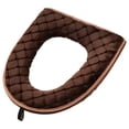 thumbnail image 1 of Soft Thick Washable Toilet Seat Cover, Bathroom Soft Thicker Warmer with Zipper Snaps Fixed Stretchable Washable Fiber Cloth Toilet Seat Covers Pads, Most Standard Size, 1 of 9