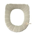 thumbnail image 1 of Soft Thicker Warmer Stretchable Washable Cloth Toilet Seat Cover Pad | Cozy Acrylic Material | Fits Round & Elongated Toilets 14" x 18" | Easy Install & Machine Washable, 1 of 5