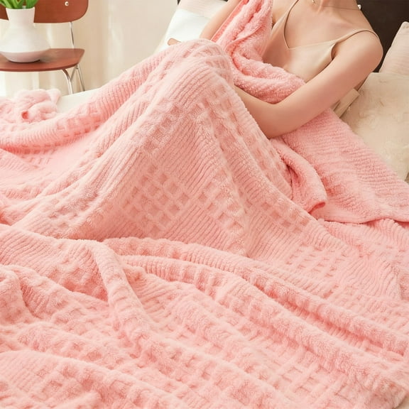 Soft Throw Blanket Premium Silky Flannel Fleece 3D Clouds Stylish Jacquard Lightweight Bed Blanket All Season Use 59x79in