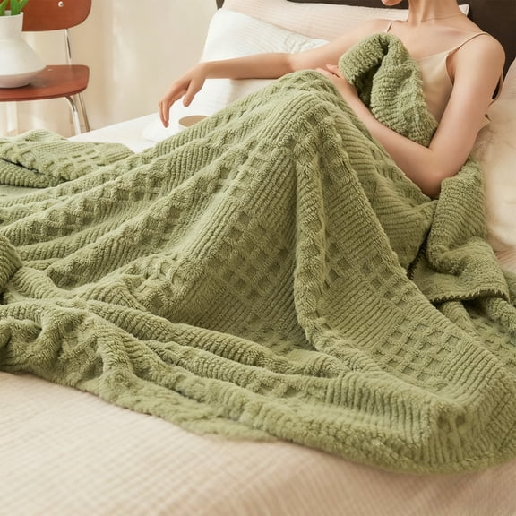 Soft Throw Blanket Premium Silky Flannel Fleece 3D Clouds Stylish Jacquard Lightweight Bed Blanket All Season Use 59x79in