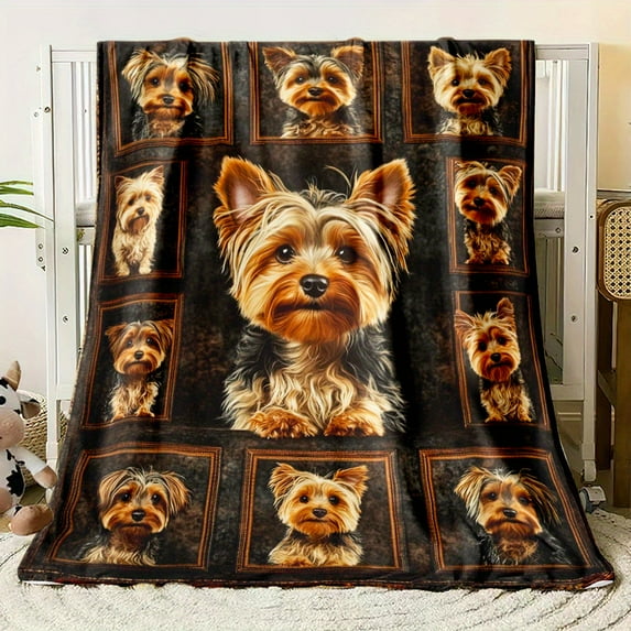 Soft Throw Blanket Soft Lightweight 1pc Yorkshire Terrier HD Print Throw Blanket for RV Travel Camping And Home Decor Ideal for All Seasons RV Bedding