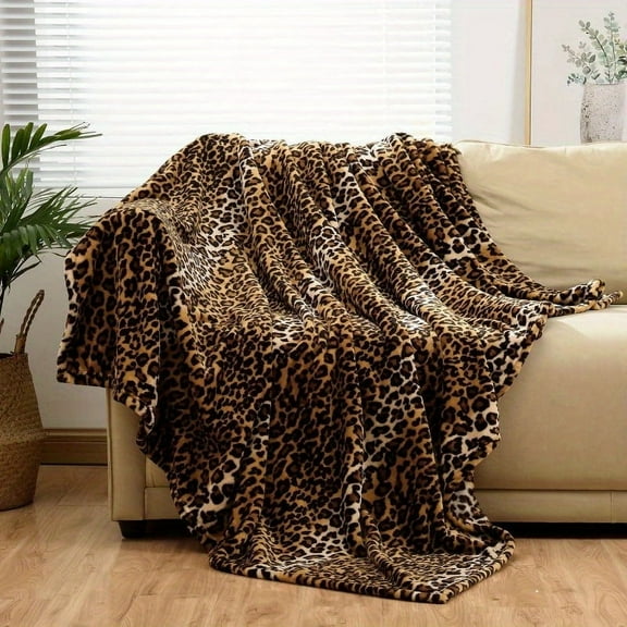 [Soft Throw Blanket] Super Soft, Leopard Print Fleece Flannel Throw Blanket | Anti-Pilling, All-Season Comfort for Adults & Youngsters