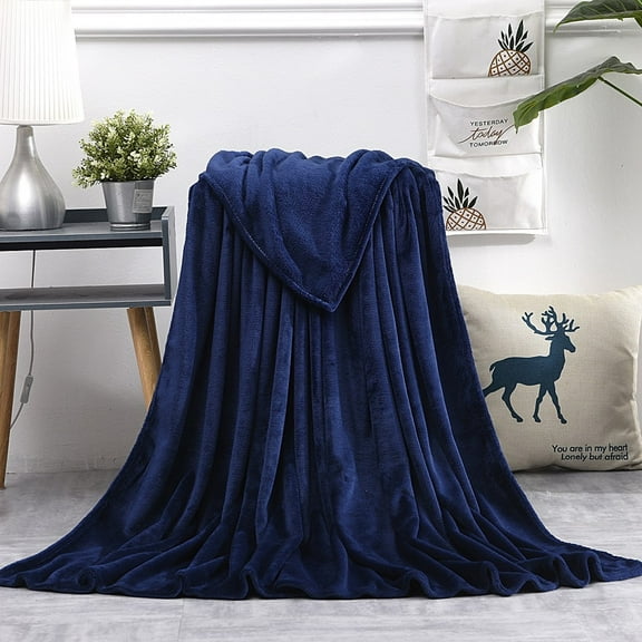 Soft Throw Blankets, Hwkond Super Soft Warm Solid Warm Micro Plush Fleece Blanket Throw Rug Sofa Bedding,Navy,180x200cm