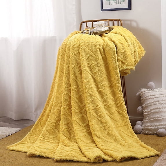 Soft Throw Blankets, Hwkond Super Soft Warm Solid Warm Micro Plush Fleece Blanket Throw Rug Sofa Bedding,Yellow,100x150cm