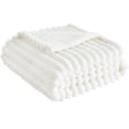thumbnail image 1 of Soft Throw Blankets for Couch, 70X100 In, Fuzzy Throw Blanket, Ribbed Woven Texture, Indoor Relaxation, Off-White, 1 Pc, 1 of 6