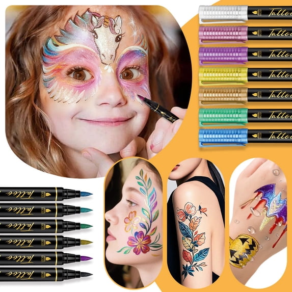 Soft Tip Body Art Tattoo Pen – Temporary, Water Resistant, Fine Point – For Skin Drawing – 1pc