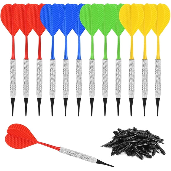 Soft Tip Darts, Bar Dart, Plastic Tip Darts Set, Attach Extra 100 Black 2BA Replacement Tips, Soft Tip Darts for Electronic/Plastic Dartboard
