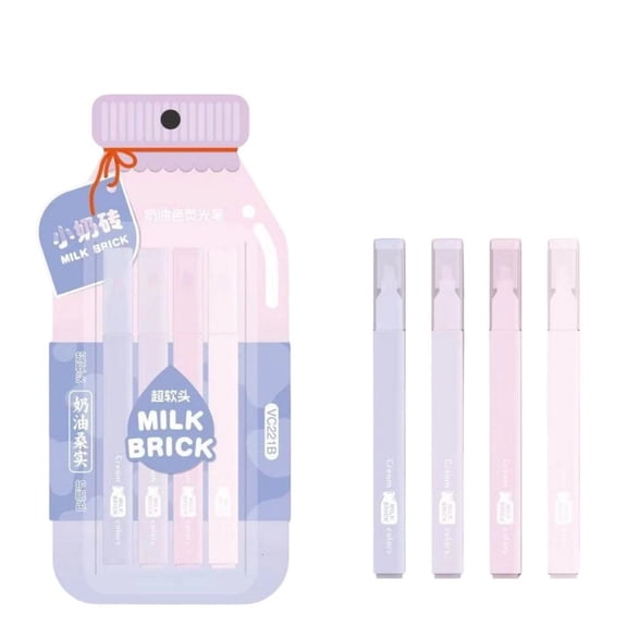Soft Tip Pastel Marker Pen Set, 4 Highlighter Pens for Note Marking, Journal Writing, Planner Use, Study
