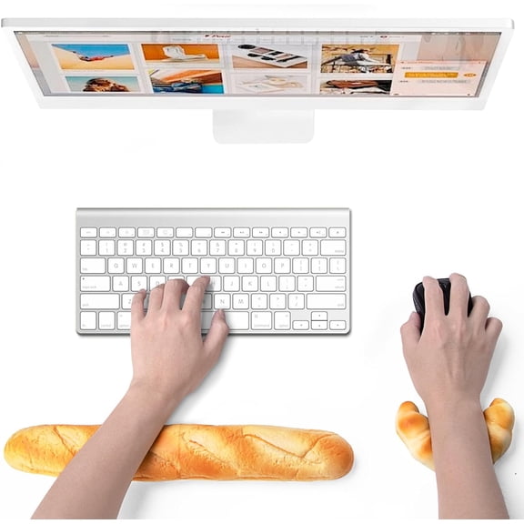 Soft Toast Bread Baguette Shape Anti-Skid Keyboard Wrist Rest Support & Mouse Wrist Support for Office,Computer,Laptop& Mac