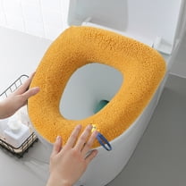 Soft Toilet Seat Cover - Plush, Thick Fabric Toilet Seat Warmer for Round & Elongated 14x18" Toilet Seats - Reusable, Machine-Washable, Easy-Install - Orange