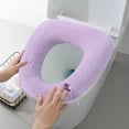 thumbnail image 1 of Soft Toilet Seat Cover - Plush, Thick Fabric Toilet Seat Warmer for Round & Elongated 14x18" Toilet Seats - Reusable, Machine-Washable, Easy-Install - Purple, 1 of 6