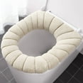 thumbnail image 1 of Soft Toilet Seat Cushion Cover - Stretchable Fabric Toilet Seat Cover for Round & Elongated Toilets - Machine Washable, Non-Slip, Hygienic Bathroom Accessory in Solid Colors, 1 of 1