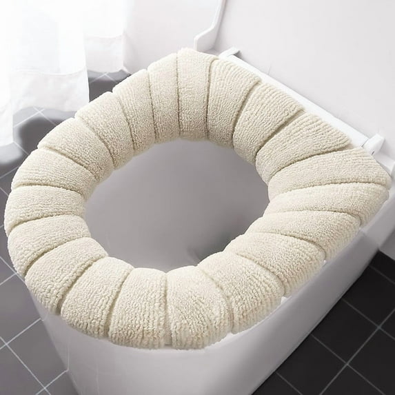 Soft Toilet Seat Cushion Cover - Stretchable Fabric Toilet Seat Cover for Round & Elongated Toilets - Machine Washable, Non-Slip, Hygienic Bathroom Accessory in Solid Colors