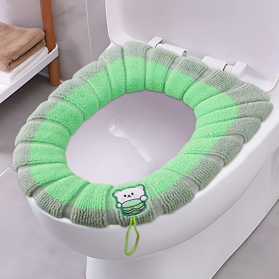 Soft Toilet Seat Round Household Seasons Toilet Seat Thickened With Handle Winter Toilet Ring Washable Sets Wear Knitted Toilet Seat