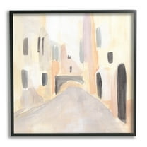 Soft Tone Urban Alleyway Delicate European Buildings Town & City Framed Art Print Wall Art, 17x17
