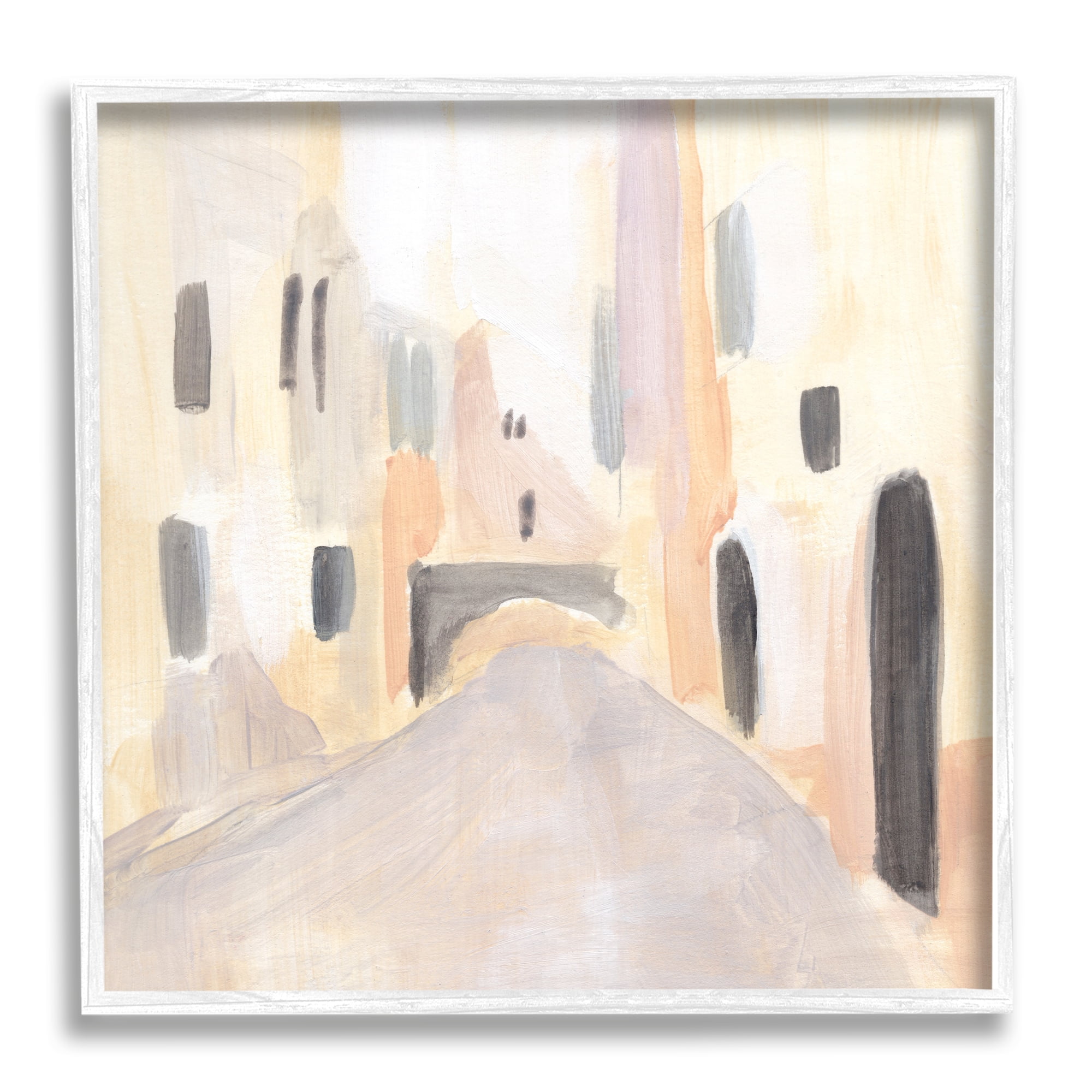 Soft Tone Urban Alleyway Delicate European Buildings Town & City Framed Art Print Wall Art, 17x17