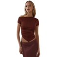 thumbnail image 1 of Soft Touch Asymmetrical Top With Drape Detail, 1 of 4