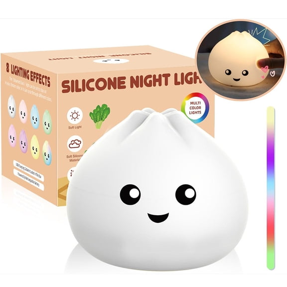 Soft Touch Dumpling Night Light, 16 Color Changing LED Lamp, Rechargeable Portable Design, Perfect for Bedrooms, Living Rooms, Camping