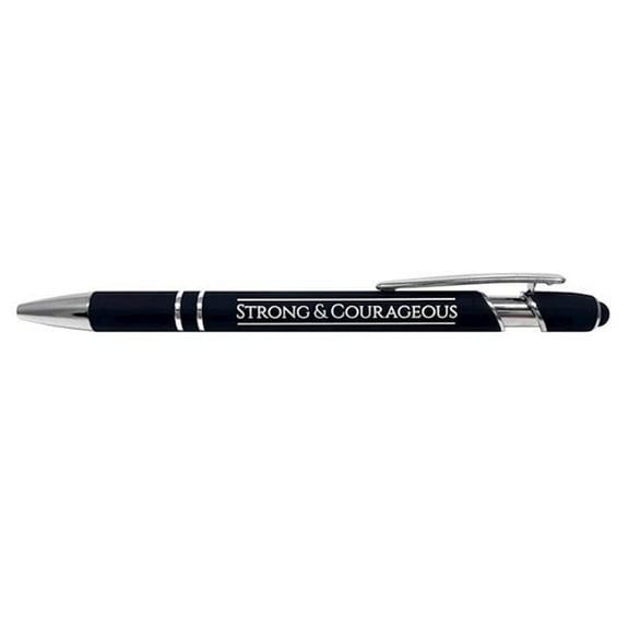 Soft Touch Gift Pen - Strong & Courageous, Black