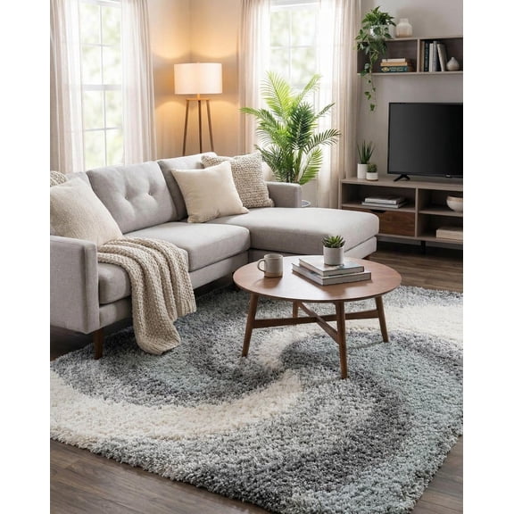 - Soft Touch Shag Rug 5' 3 x 8' Sage Green Shag Rug Plush Abstract Swirl for Bedrooms, Living Rooms, and Offices