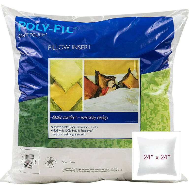 Pack of 2 Throw Square Pillow Inserts with Soft Poly Filling & Cotton Cover  USA