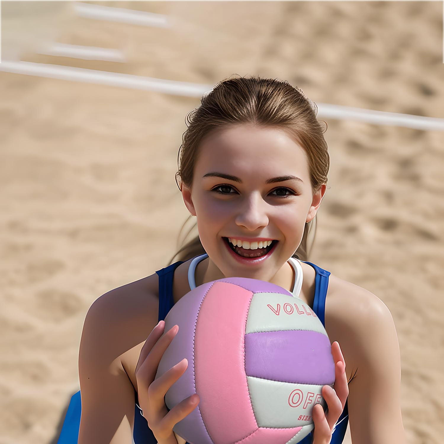 Soft Touch Volleyball Kit - PU Leather Volleyball for Outdoor Indoor Play Beach Game Gym Training Practice with Pump
