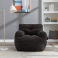 thumbnail image 1 of Soft Tufted Foam Bean Bag Chair, Fluffy Lazy Sofa with Teddy Fabric, Stuffed Reading Chair, Lounge Chair for Bedroom, Living Room, Apartment, Dark Gray, 1 of 8