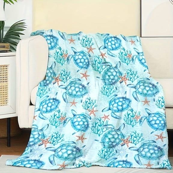 Soft Turtle Printed Flannel Throw Blanket For All Seasons Gift Blanket For Friends Christmas Gift Perfect For Sofas Sofas Offices Beds Camping And Travel