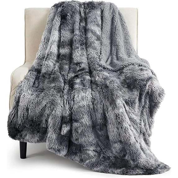 Soft Twin Blanket for Bed, Fluffy Fuzzy Blankets Twin Size for Couch, Sofa, Cozy Plush Sherpa Fleece Faux Fur Blanket, Thick Warm Christmas Blanket Gifts for Women, Men, 60x80, Tie Dye Grey