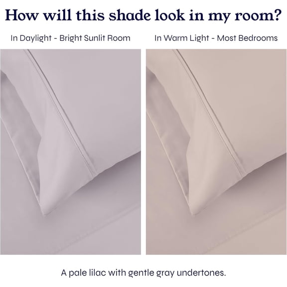 Soft Twin Sheet Set - 400 Thread Count Sateen, 100% Cotton Deep Pocket Bedding, Cooling & Durable for Dorm & Adult Use - Dusky Lavender Grey