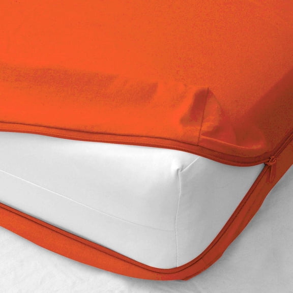 Soft Twin Zipper Fitted Sheet Hydrobrushed Egyptian Cotton 1000 Thread Count with 8 Inches Deep Fitted Sheet Orange 39 x 75 Inches Bottom Sheet Twin Size Bed