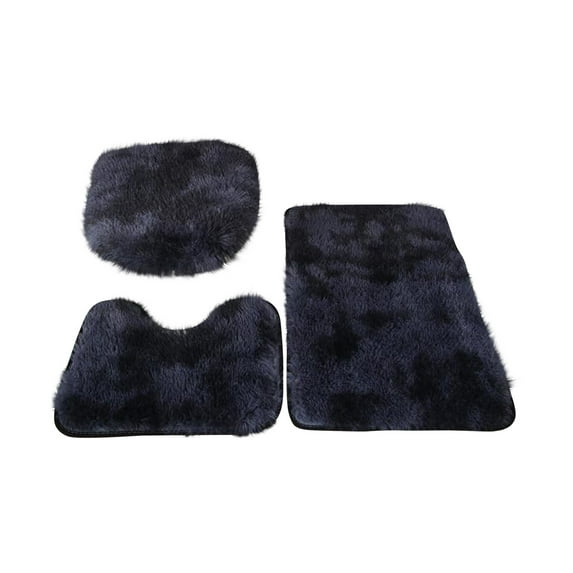 Soft Ultra-Fine Fiber Bathroom Carpet, Slip Bathroom Mat Plush Bathroom Toilet Seat Cover, Absorbent Bathroom Mat, Machine Washable, Absorbs Water Without Any Odor Bathroom Rugs (3Pcs, Navy)