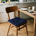 thumbnail image 1 of Soft Velvet Chair Pads with Ties - 4 Pack, Thick Seat Cushions for Kitchen, Dining, Office - 18.8" Navy, 1 of 6