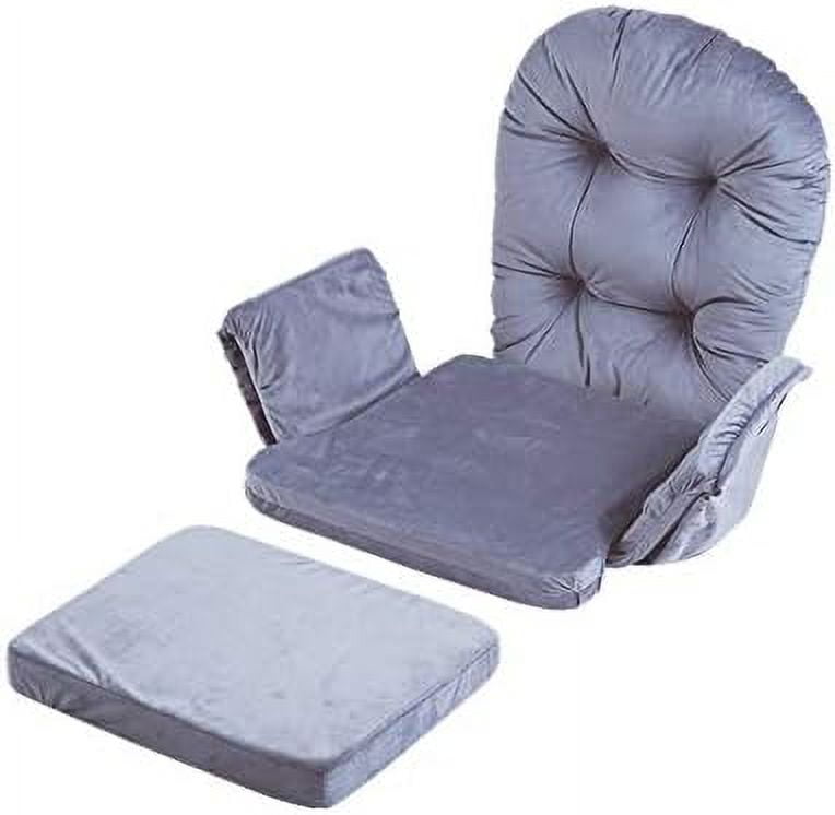 ROBBIN 5-Piece Glider Rocker Cushion Set – Velvet Cushions With Storage Pockets, Washable, Non-Slip (Khaki)