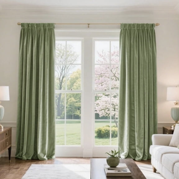 Soft Velvet Curtains, Light Filtering & Sound Dampening Window Treatments, Thermal Insulated Rod Pocket Drapes for Living Room & Bedroom, 2 Panels