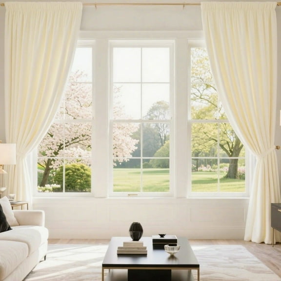 Soft Velvet Curtains, Light Filtering & Sound Dampening Window Treatments, Thermal Insulated Rod Pocket Drapes for Living Room & Bedroom, 2 Panels