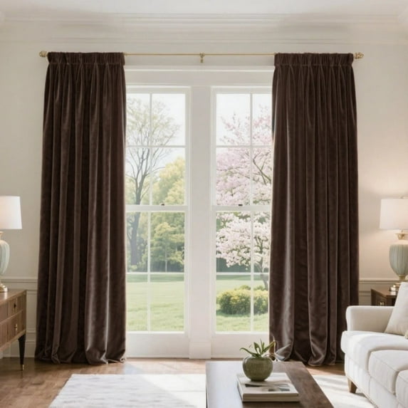 Soft Velvet Curtains, Light Filtering & Sound Dampening Window Treatments, Thermal Insulated Rod Pocket Drapes for Living Room & Bedroom, 2 Panels