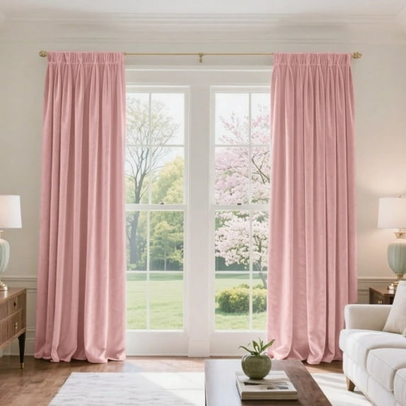 Soft Velvet Curtains, Light Filtering & Sound Dampening Window Treatments, Thermal Insulated Rod Pocket Drapes for Living Room & Bedroom, 2 Panels