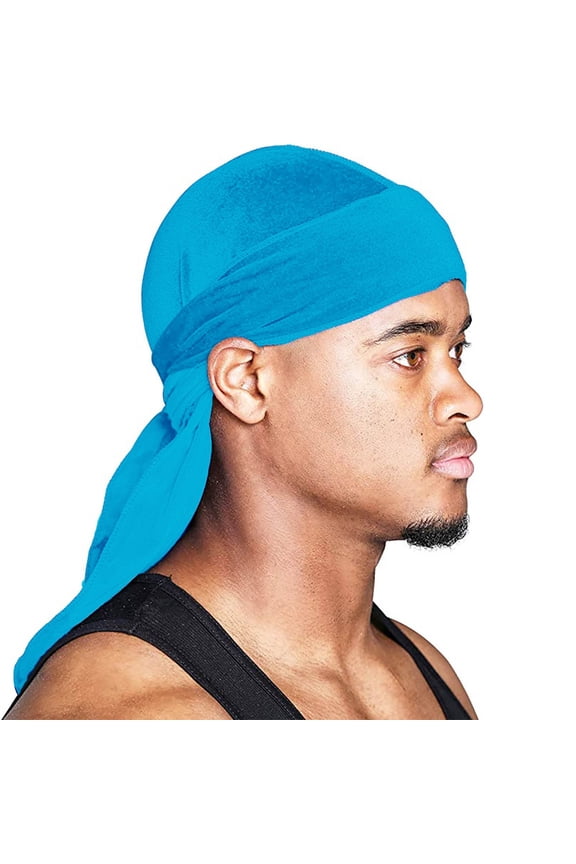 Soft Velvet Durag Men Women Long Tail Elastic Stretchy Hip Hop Oversized Headwrap Pirate Cap Black Compression(Light Gray)