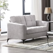 Soft Velvet Feel - Experience Comfort on the Light Gray Loveseat